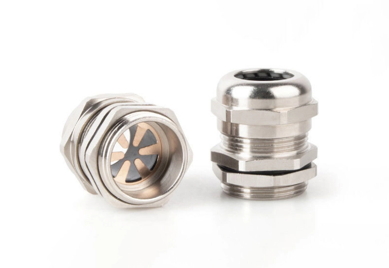 Heavy-duty nickel-plated brass and stainless steel cable glands for marine and industrial infrastructure