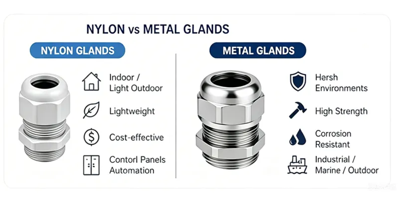 IP rating of plastic cable gland and metal brass cable gland