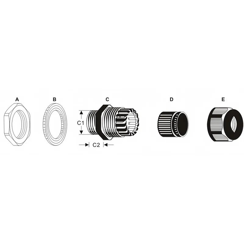 drawing of NPT thread cable gland