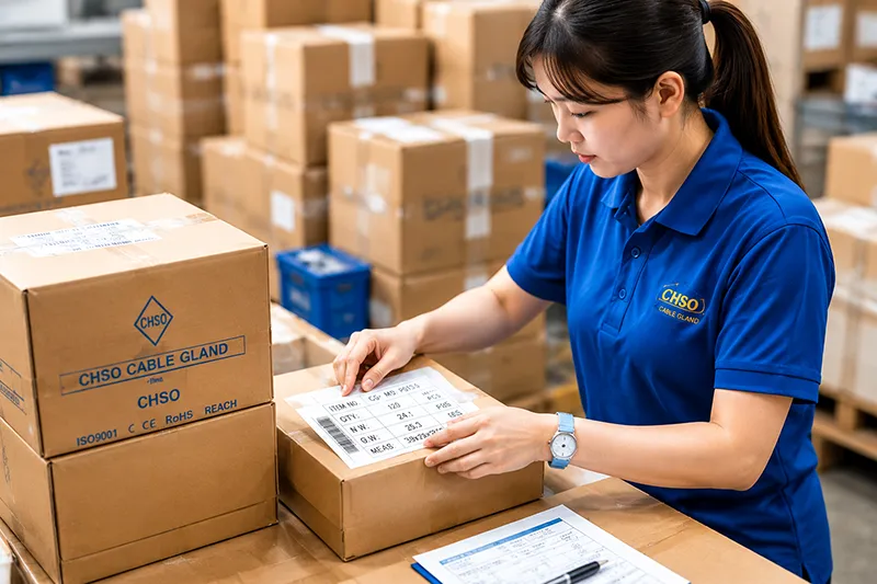 Professional packing and labeling of Changsong cable gland